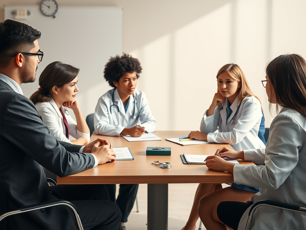 Medical school applicants waiting outside a multiple mini-interview station in a British university.